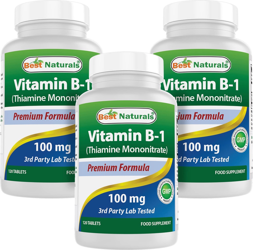 Best Naturals Vitamina B1 come Thiamine Mononitrate 100 mg compresse (120 conteggio (pacchetto di 3))