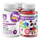 DR. MORITZ Magnesio Bundle - Gummie per adulti (200 mg, 30 conte) e bambini Magnesio Gummies (60 Conte, 2 Pack) - Senza zucchero