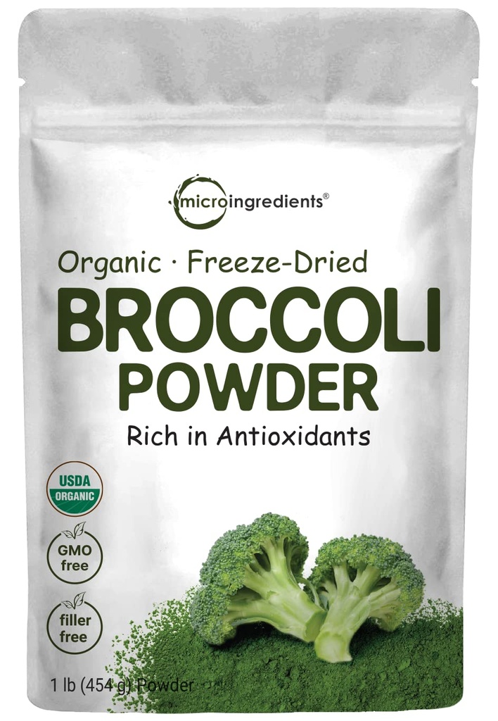 Polvere Broccoli Organica, 1 Pound, congelare asciutta, contiene DIM naturale (Diindolylmethane), e Rich in fibra e vitamina Immune C, Superfood verde per Smoothie & Drinks, Vegan Friendly