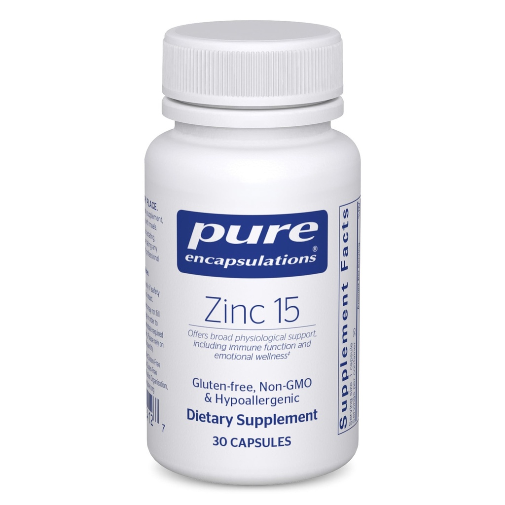 Pure Encapsulations Zinc 15 mg - Zinc Picolinate Supplemento per il supporto del sistema immunitario, la crescita e lo sviluppo - per Guarigione - 30 capsule
