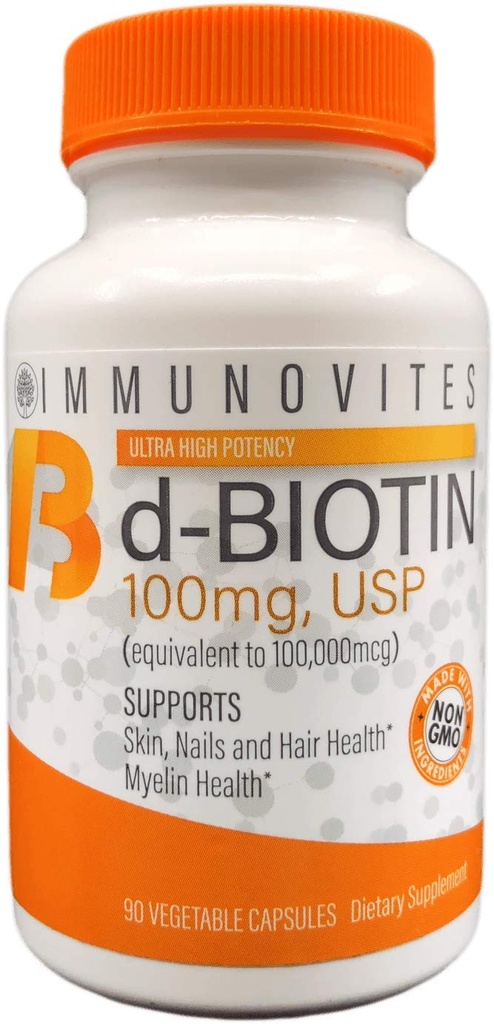 IMMUNOVITES Biotina ad alta dose (come d-Biotina, USP) 100 mg (equivalente a 100.000 mcg) 90 capsule, alta potenza