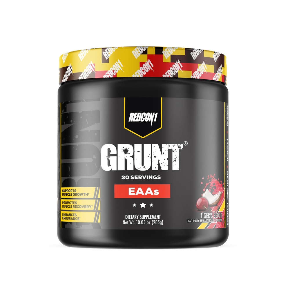 REDCON1 Grunt EAAs, Sangue della Tigre - Sugar Free, Polvere di aminoacidi essenziali Keto Friendly - Polvere di allenamento post contenente 9 aminoacidi per aiutare a formare, recuperare, ripetere (30 porzioni)
