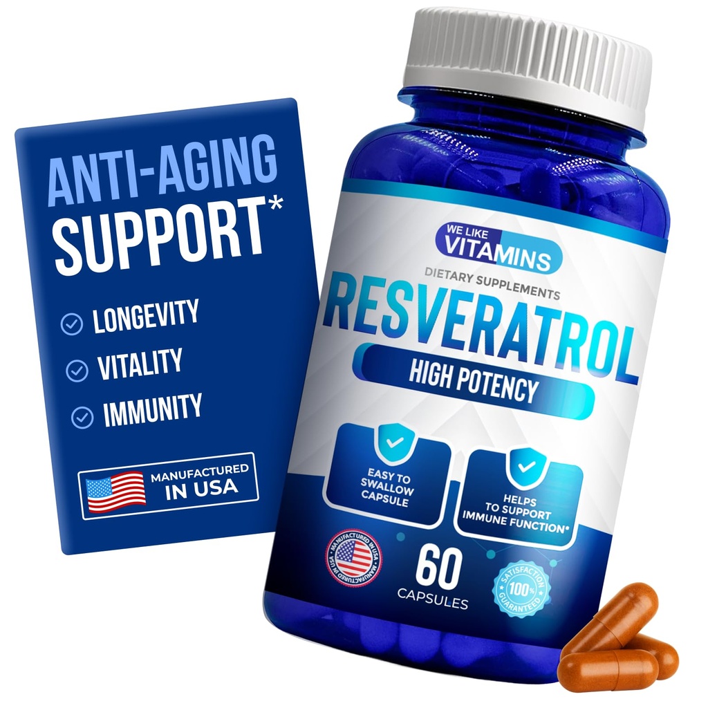 Ci piacciono le vitamine Resveratrolo 1000mg per porzione - 60 Facile da ingoiare le capsule di verdure - Integratore naturale di resveratrolo 1000mg - Supplemento antiossidante aiuta a sostenere il sistema immunitario