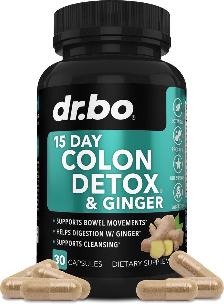 Detossino del detergente del colon per il flusso di peso - Pillole di pulizia del colon di 15 giorni con Ginger - Lassativo naturale veloce, Rilievo di costipazione, Integratori del movimento dell'asciugamano per il supporto di perdita di intestino intestinale