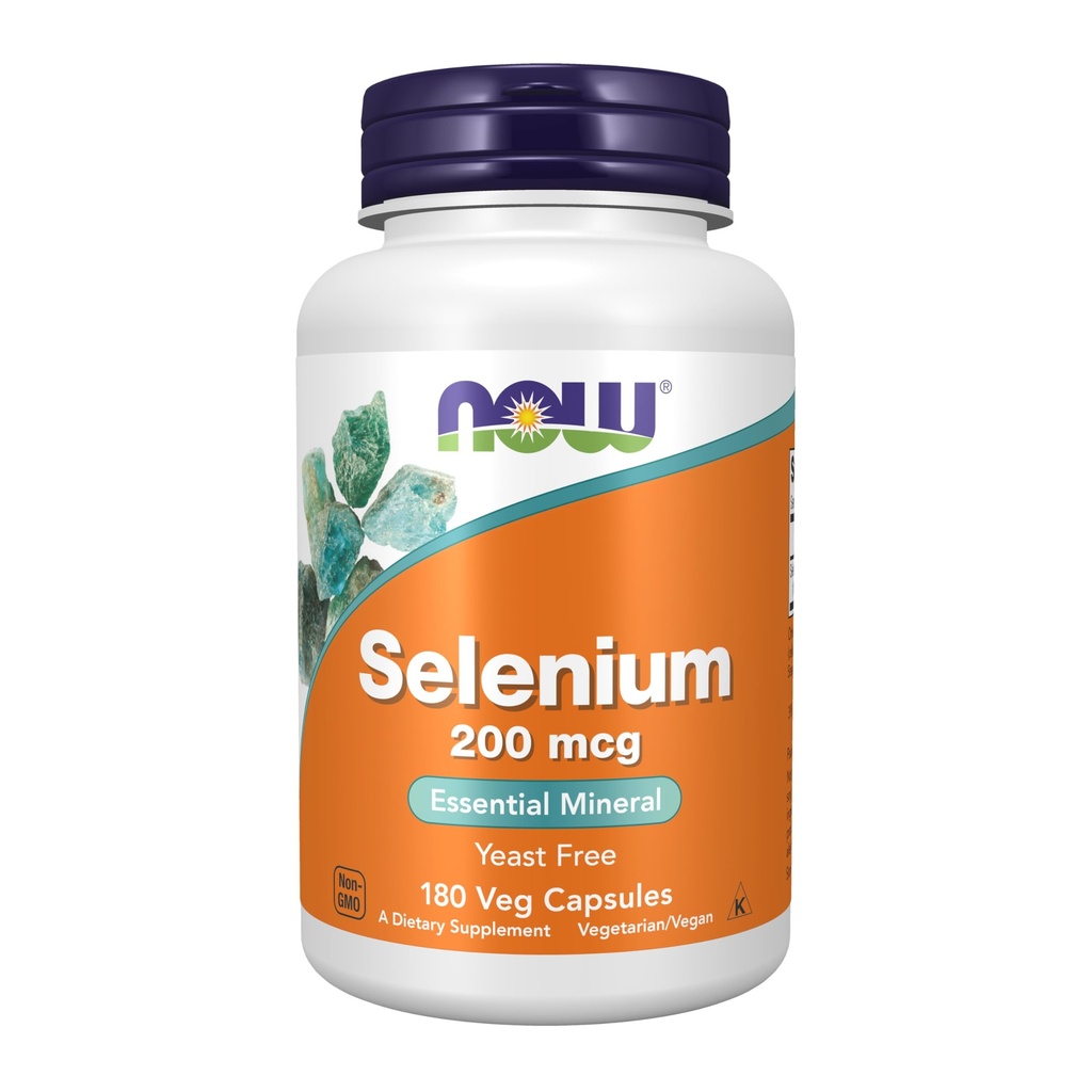NOW Integratori alimentari, Selenio (L-Selenometionina) 200 mcg, Minerale essenziale*, 180 capsule di Veg
