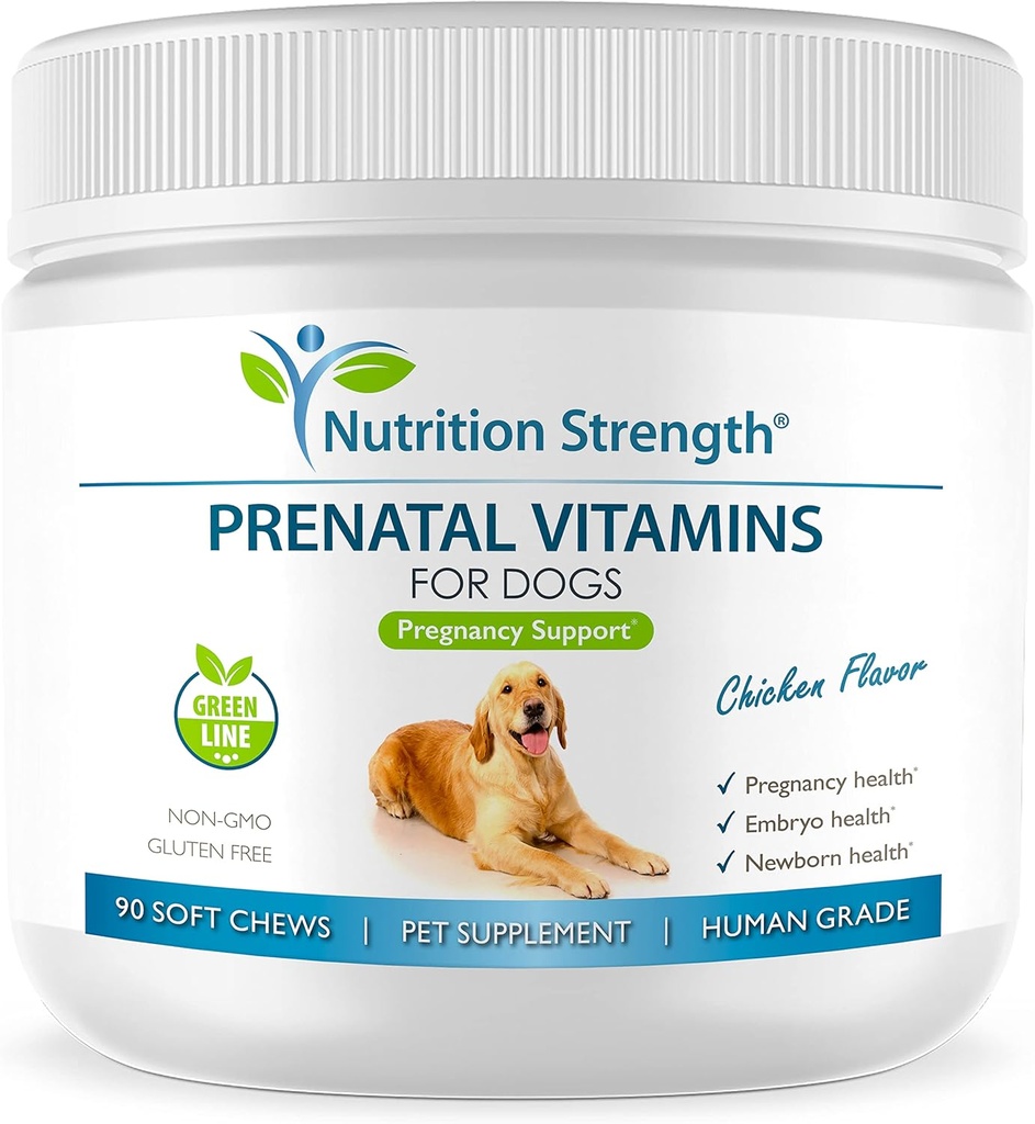 Vitamine prenatali per i cani per sostenere lo sviluppo dei cuccioli sani, promuovere la produzione di latte, con acido folico, ferro, zinco, iodio, B vitamine per cani incinte, 90