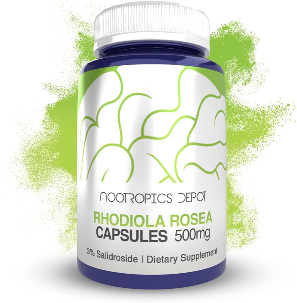 Rhodiola Rosea Capsule | 500mg | 3% Salidroside | 120 Count | Adaptogen Herb | Ayurvedic Supplement | Supporta livelli di stress sani | promuove la salute del cervello
