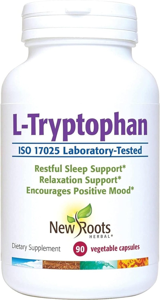 NUOVO ROOTS HERBAL L-Tryptophan Supplemento per il sonno (90 capsule) 220mg, Herbal Supplement per il sonno sano, Mood e Stress Response Support – Gluten-Free, Non OGM