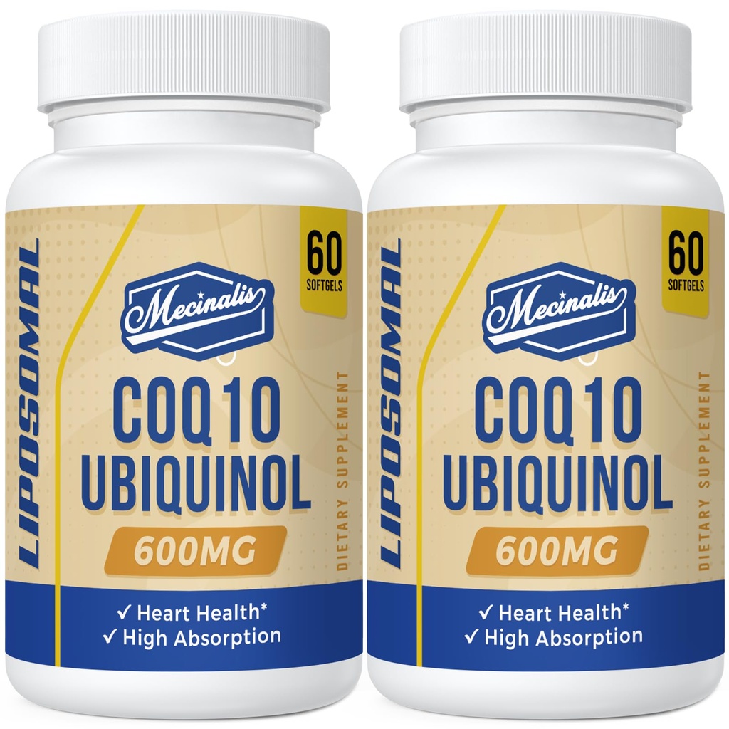Liposomal CoQ10 Ubiquinol 600mg Softgels | Assorbimento Superiore Ubiquinol CoQ10 Supplemento | Forma potente antiossidante attiva di Coenzyme Q10 | Funzione cardiaca e produzione di energia | 120 Softgels