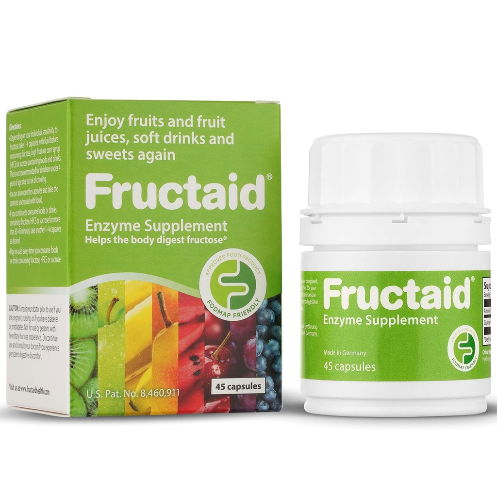 Integratore di enzimi - 45 capsule, in modo da poter godere di frutta, succhi di frutta, bibite morbide e dolci di nuovo, supplemento dietetico, senza glutine, senza lattosio