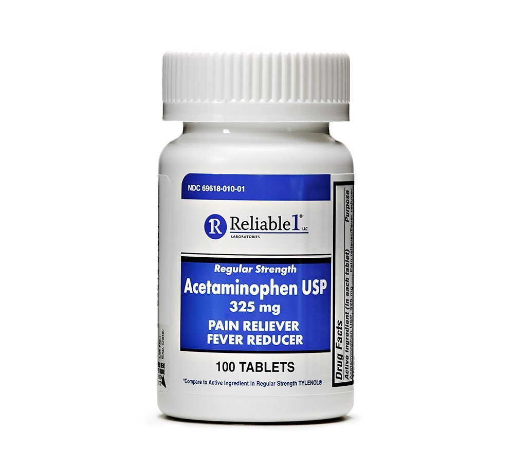 Affidabile 1 acetaminofene regolare USP compresse 325 mg, 100 conte