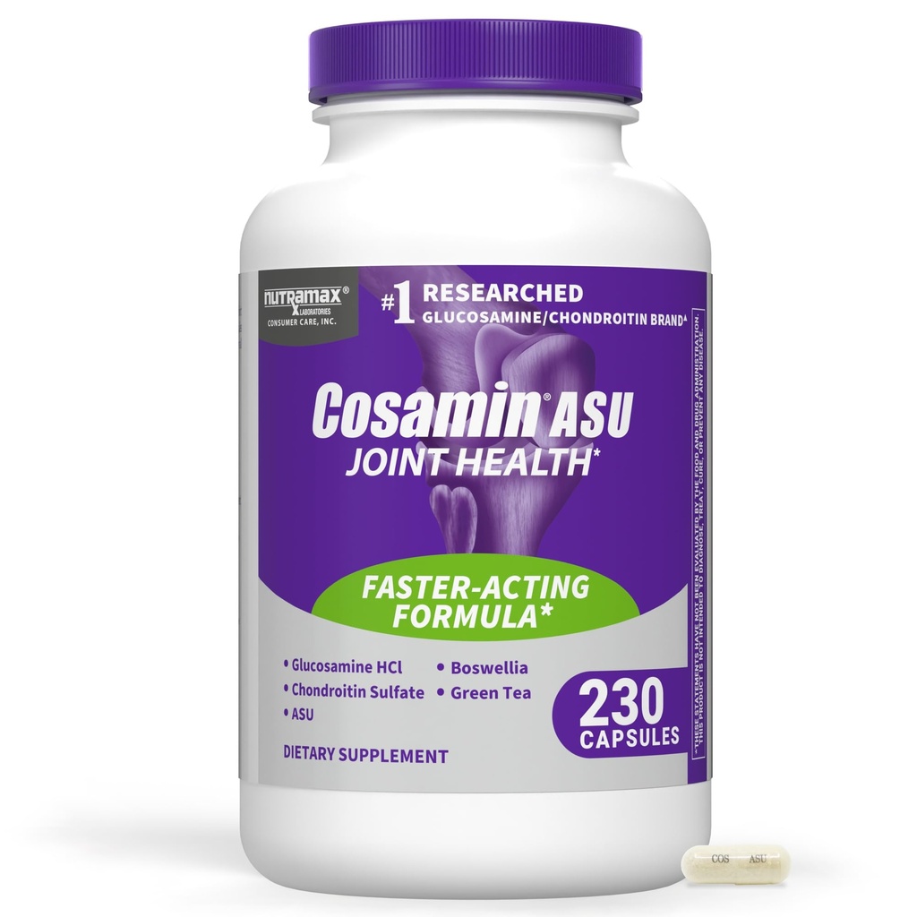 Nutramax Laboratories Cosamin® ASU Joint Health Supplement con Glucosamina, Chondroitin & ASU per la salute congiunta uomo e donna, 230 capsule