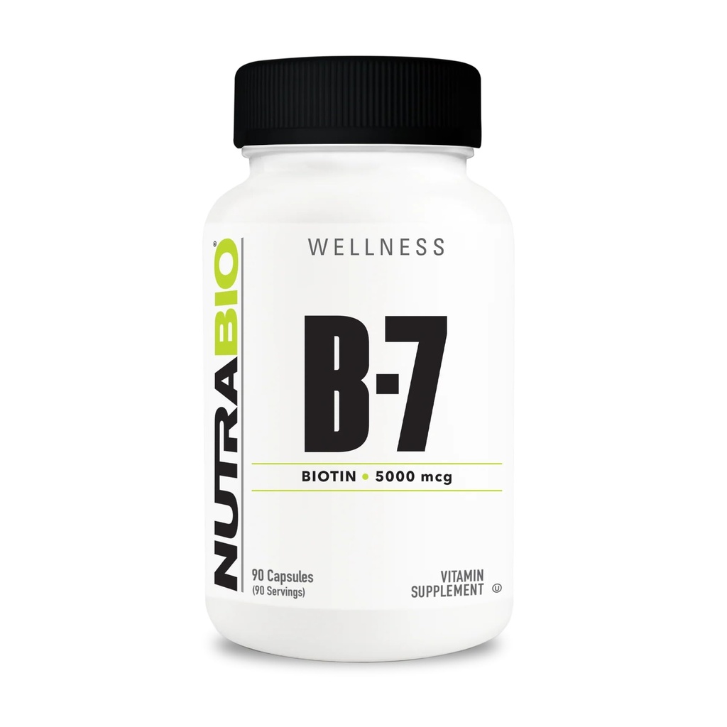 NutraBio Biotin (Vitamina B-7) Supplemento, 5000mcg - Maggio Aiuto Promuovere capelli sani, pelle e unghie, 90 capsule vegetali