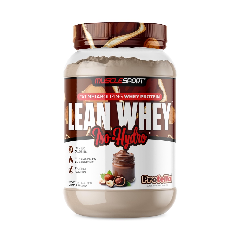 Musclesport Lean Whey RevolutionTM Protein Powder - Whey Protein Isolate - Calorie basse, Carbo basso, Basso Grasso, Sapori incredibili - 25g Protein per Scoop - Protella 2lb