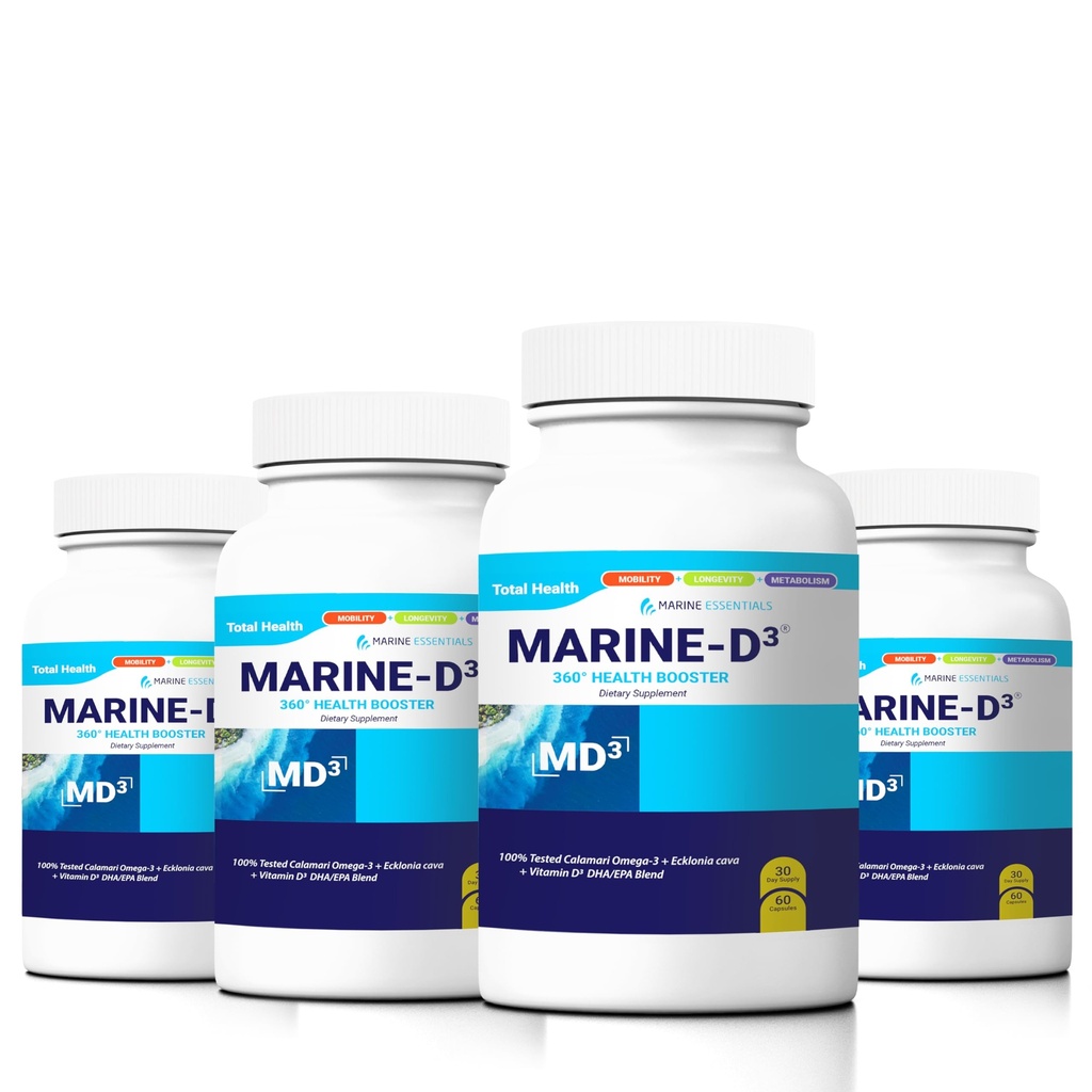 Marine D3 Omega 3 Calamari Ecklonia Cava DHA (4 bottiglie - 240 capsule)