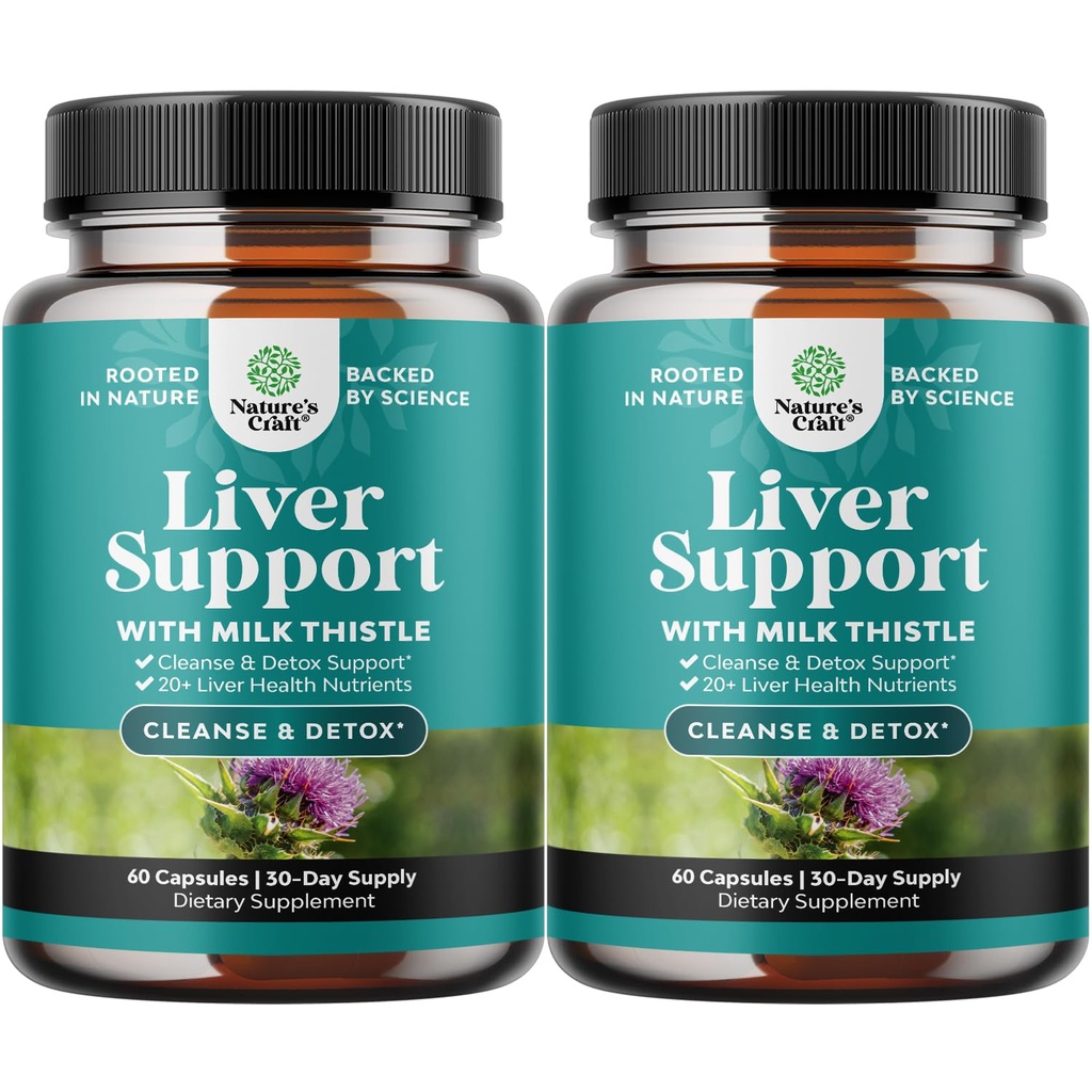 Detox & Repair 2 Pack Bundle - Herbal Liver Support Milk Thistle Supplement - Silymarin Milk Thistle Supplements with Dandelion Root, Choline, Beetroot & Artichoke Extract