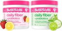 Belli Welli Daily Fiber Supplement Duo - Strawberry Lemonade & Cucumber Lime Mint - con Collagene, Probiotici & Electrolytes - Rifiuti aromi per il benessere bilanciato - 32 Total Servings
