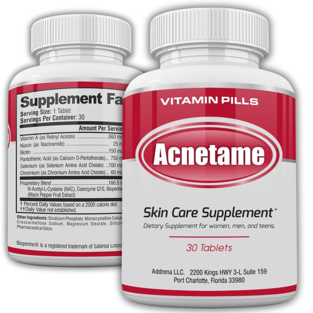 Pillole d'acne 30 giorni- Integratori per il trattamento di vitamina d'acne- Compresse per eliminare la pelle grassa per le donne, gli uomini, gli adolescenti e gli adulti