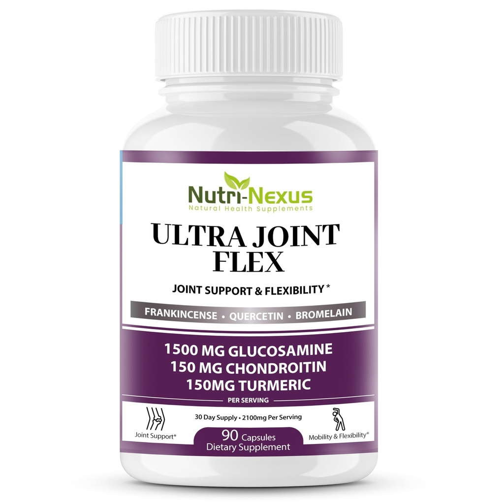 Glucosamina Chondroitin MSM Joint Supplement con Turmeric & Boswellia - Supporto congiunto per uomini e donne - Promuove la mobilità - Flessibilità & Comfort – Joint Health – Made in USA – 90 Capsule