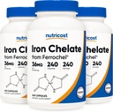 Ferro Chelato Nutricost, Come Ferrochel, 36 mg, 240 capsule (3 bottiglie)