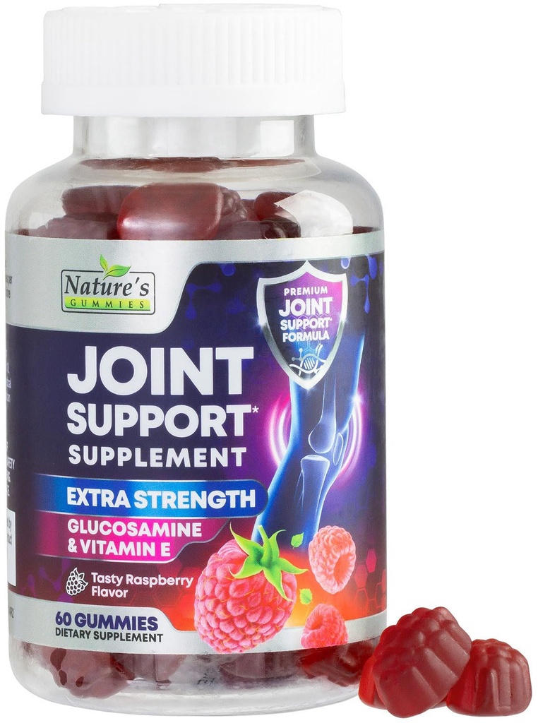 Integratore di supporto congiunto - Gomma Glucosamina Extra Forza Supporta Giunti Salute e Flessibilità per Indietro, Ginocchiere, Mani - Supporto Naturale Vitamina E Immune - Migliori Gummie per Donne & Uomini - 60 Gummies