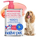 Olio di salmone di animali domestici nativi per cani e gatti – Olio di pesce puro Omega-3 per cani supplemento per pelle e cappotto, Joint & Heart Health - Cane Anti-infiammatorio – 100% Wild-Caught Alaskan Sockeye Salmon – 8 oz