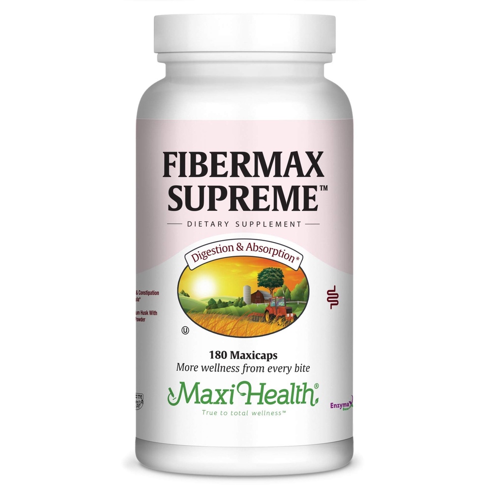 Maxi Salute Fibermax Supreme – Capsule Fibra per Gentle Digestive e Gut Support – Capsule Vegetariani Psyllium Husk – Kosher Fiber Supplemento per Uomini e Donne (180 Conte)
