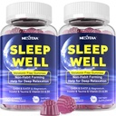 Melatonina Gommie Dormire Gratuite con Magnesio Glycinate, GABA, 5-HTP, L-teanina, Valerian, Camomilla, Limone Balm, Vitamina D3 & B6 - Ormone & Drug- Free, Non-Habit Forming, 2 Pack