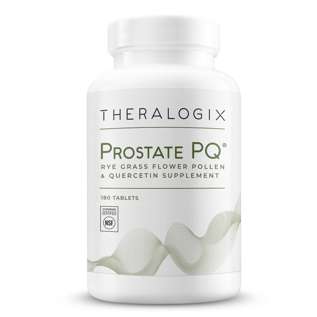 Theralogix Prostate PQ - Rye Grass Pollen Extract & Quercetin Supplement - 90-Day Supply - Supporto antiossidante per Prostate & Pelvic Health & Urinary Tract Function* - Certificato NSF - 180 compresse