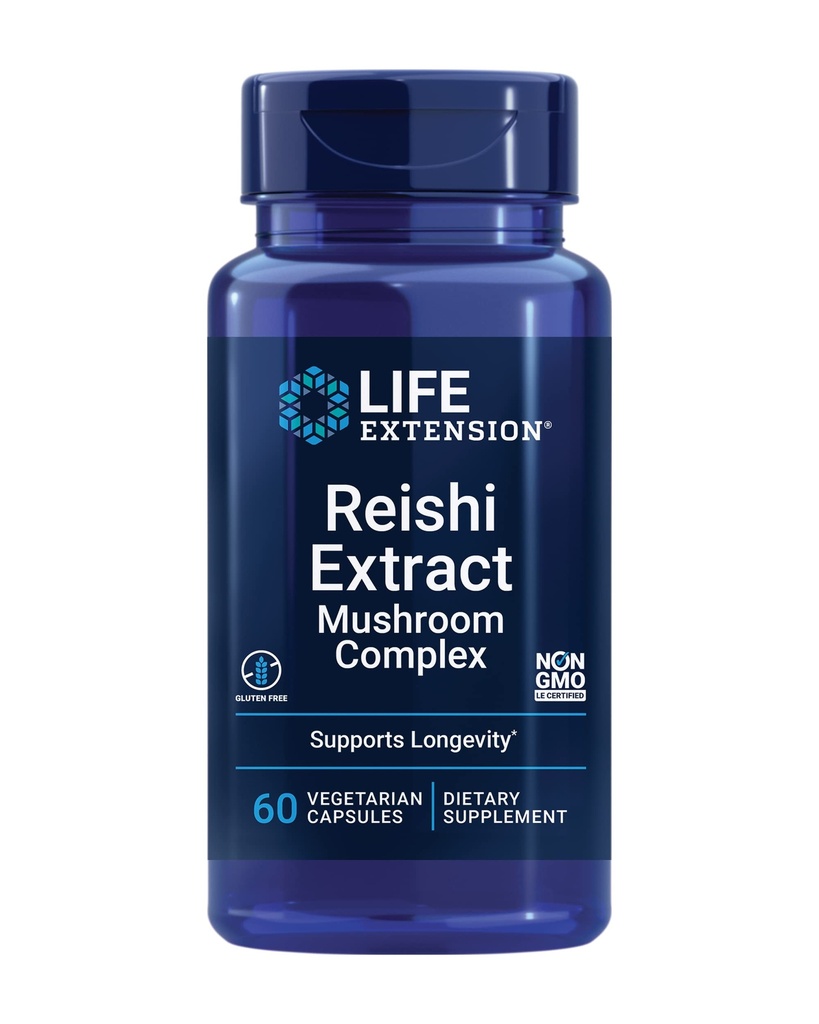 Estensione di vita Reishi Extract Mushroom Complex - Funghi Supplemento di erbe per il supporto immunitario – Ganoderma Lucidum Extract - Gluten-Free, Non OGM, Vegetariano – 60 capsule
