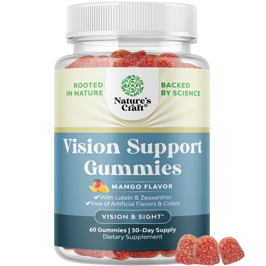 Supporto per la visione Gummies per gli adulti - Lutein e Zeaxanthin Integratori per la salute degli occhi - Potenti vitamine dell'occhio di Lutein per la protezione della luce blu