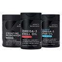 Ricerca sportiva Creatina Monoidrato potenziato da Omega Power House Antartico Krill & Fish Oil con tripla resistenza EPA DHA e Phospholipids, Choline & Astaxanthin - Adatta per i campioni