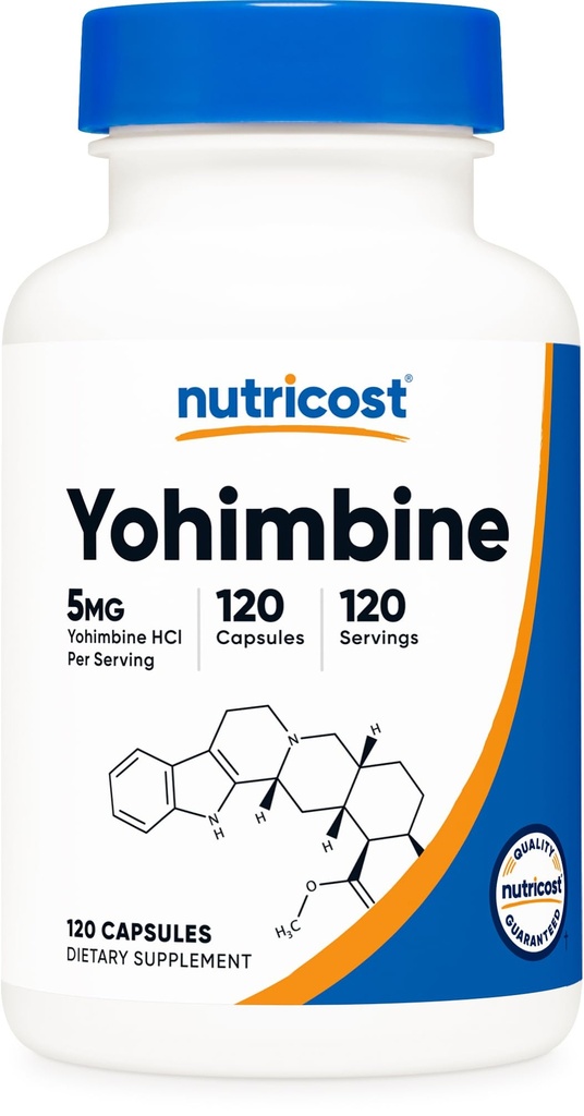 Nutricost Yohimbine HCl 5mg, 120 capsule - senza glutine e non OGM