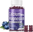 Calcio Magnesio Zinc Gummies & Vitamina D3,B6,B12,Immune & Supporting Bone Salute Calcium Supplemento di magnesio per gli uomini delle donne, senza zucchero Vegan Blueberry aromatizzato 90 conti