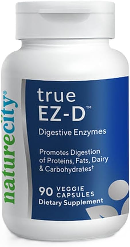 NatureCity True-EZ-D Non-GMO Digestive Enzyme Complex Supplemento per la salute digestiva e Bloating Relief per gli uomini e le donne (90 capsule vegetali) Super Enzimi