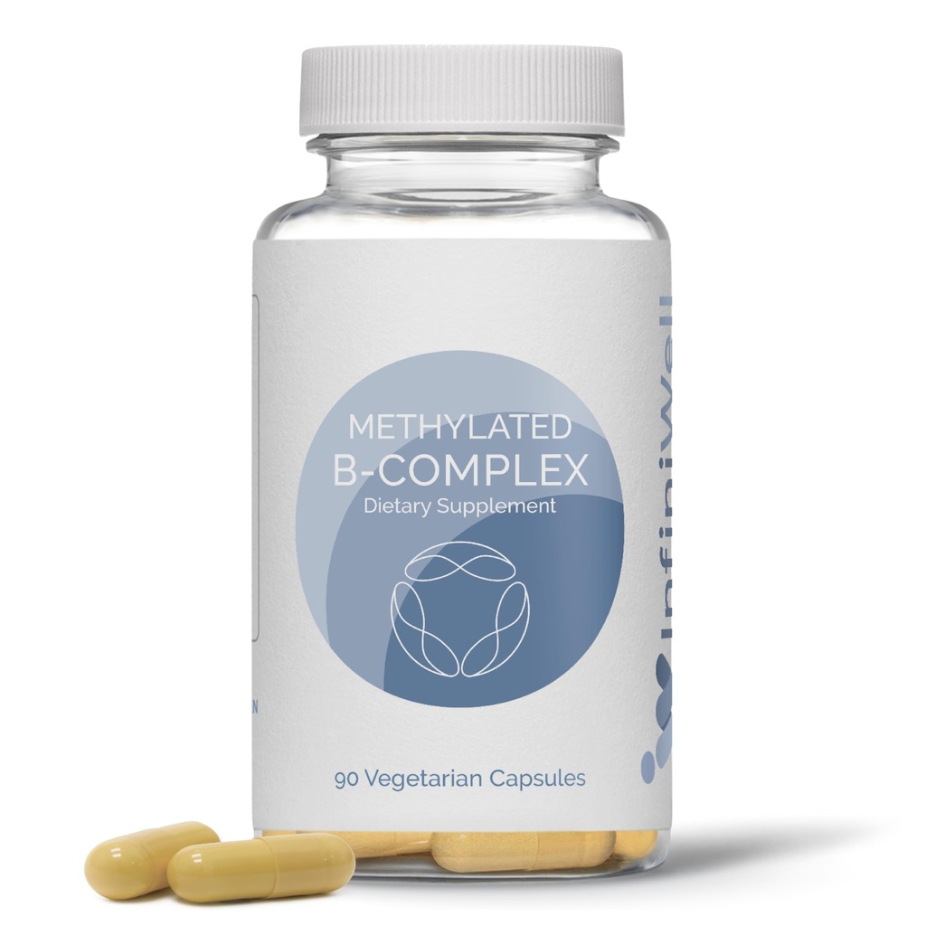 InfiniWell Methylated B Complex - Multivitamina metilata con vitamine B - Alta potenza, forme attive per il sistema nervoso, Immune & salute surrenale - promuove la metilazione sana (90 capsule)