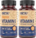 DEVA Vegan Natural Source Vitamina E 400IU con tocoferoli misti, Soy-Free – 90 tappi di Veg (Pack of 2)