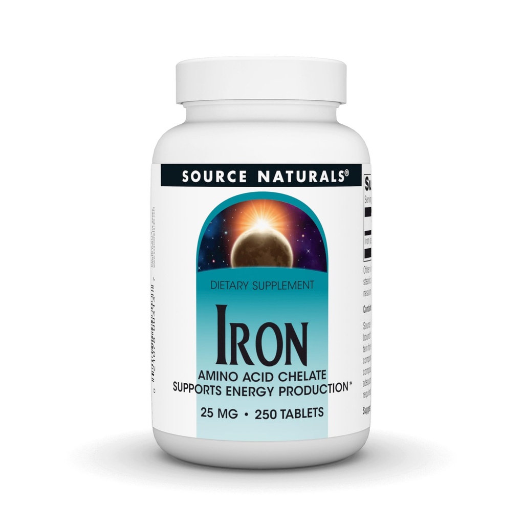 Fonte Naturals Iron, Aminoacido Chelato - Integratore alimentare che supporta la produzione di energia - 250 compresse