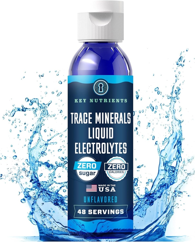 KEY NUTRIENTs Trace Minerals Liquid Electrolytes for Hydration Recovery 4oz - Gocce di elettrolita, Electrolyte Water, Keto Electrolytes - Gocce minerali per acqua potabile