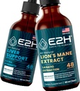 E2H: Supporto per fegato Supplemento e cordyceps Mushroom Supplemento | Vegan, Non OGM - 2 Fl Oz Ogni (4 Fl Oz Totale) - Bundle