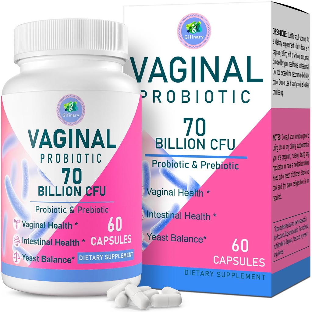 Probiotici vaginali, PH Balance per le donne, 70 miliardi di CFU Donna Probiotici per la salute vaginale, urinaria, controllo dell'odore, Flor, Ph Balance & Hormone, con Prebiotici & D-Mannose - Shelf Stable, 60 Caps
