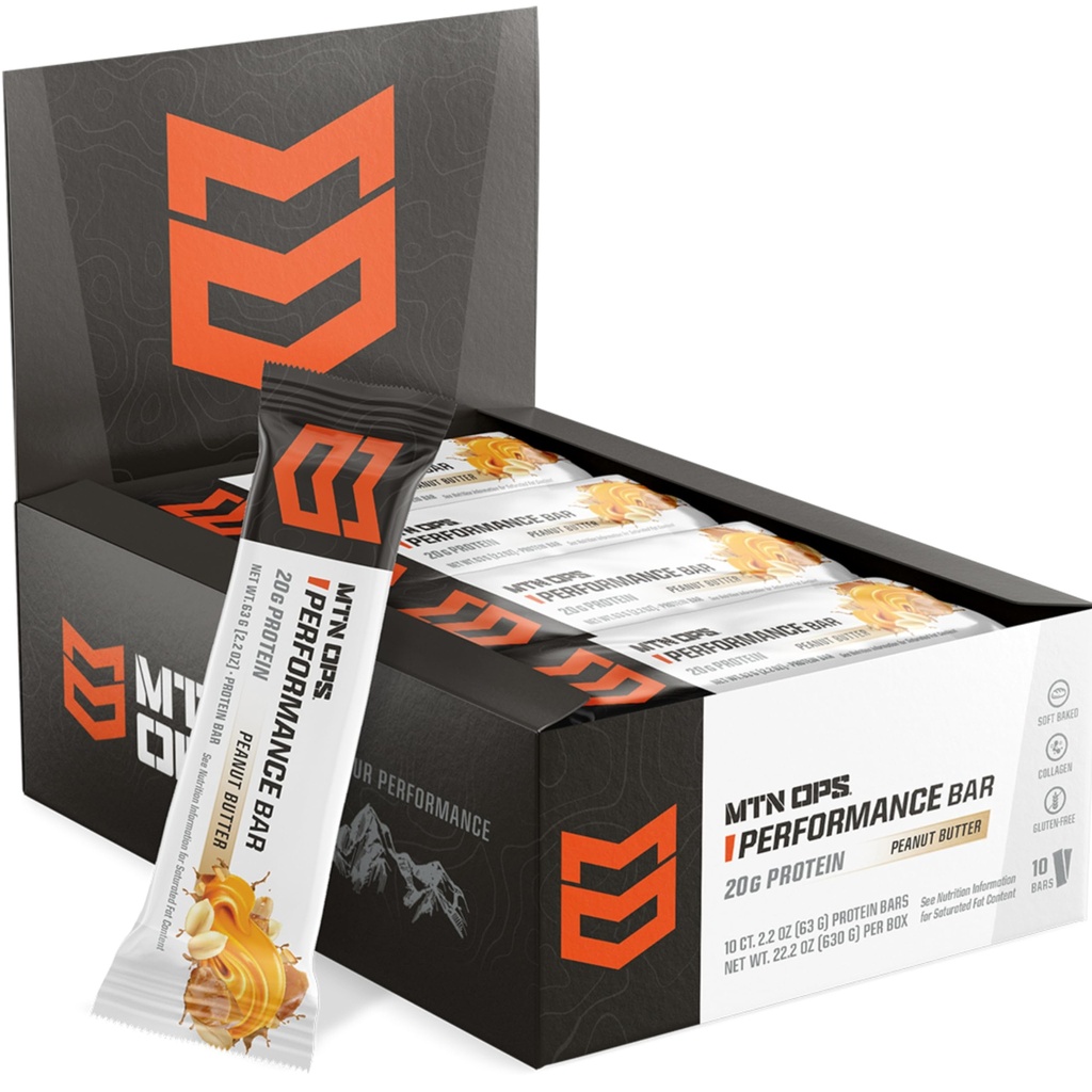 MTN OPS burro di arachidi Bliss Protein Bars, Alta Proteine con Whey Isolate & Whey Concentrate e Collagen, Basso zucchero, Gluten Free, 10 Conte