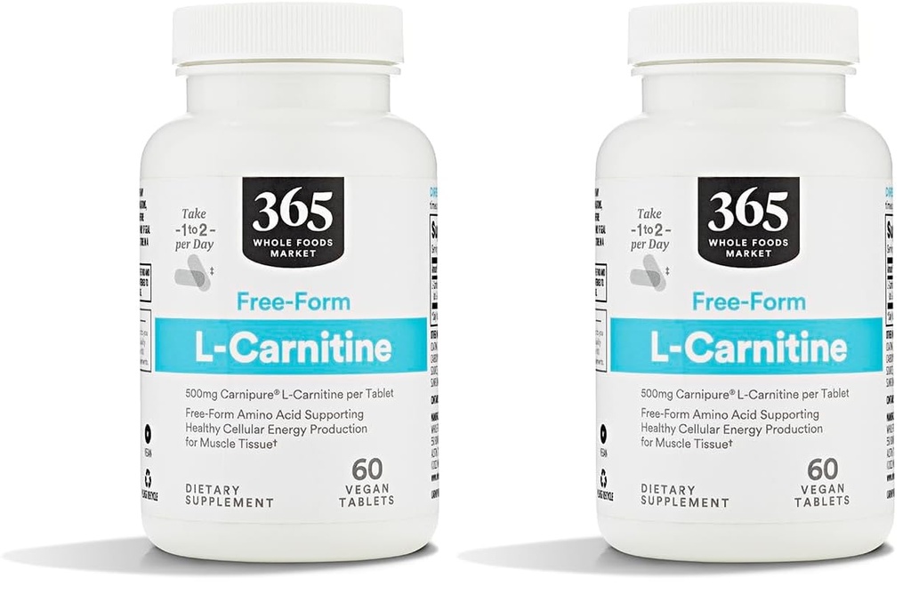 Mercato dei cibi integrali, L Carnitina 500mg, 60 ct (Pacchetto di 2)