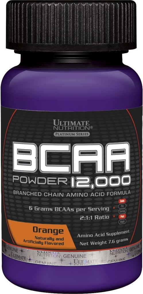 Polvere di supplemento di aminoacidi a catena ramificata BCAA 12.000mg, arancione, singolo servizio