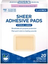 Rite Aid Sheer Adhesive Bandages con Sterile Non Stick Pad, 3" x 4" - 20 Conte | Guarnizioni per la cura/primo soccorso Forniture | Bandage Wrap | Nastro medico per la pelle Bandages