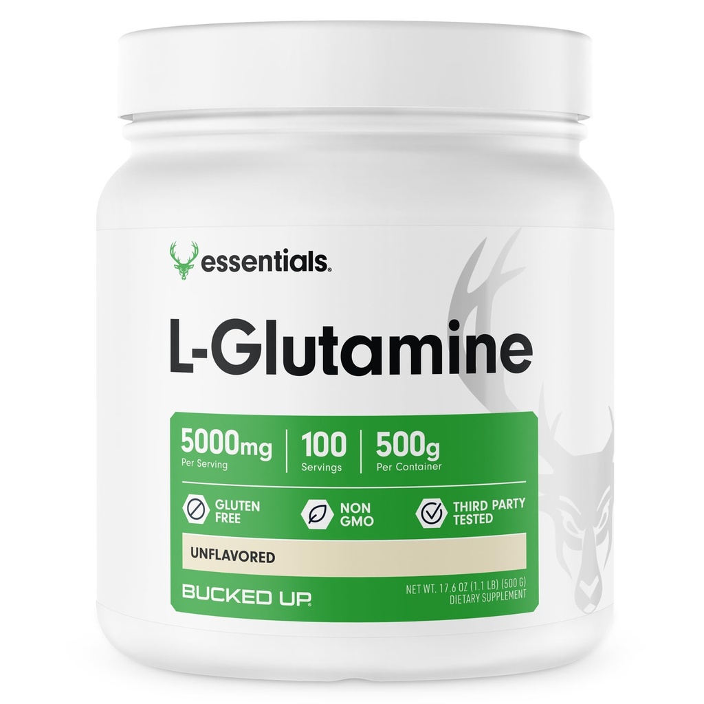 Bucked Up L-Glutamine 500g polvere, senza glutine, non OGM, non aromatizzato (100 porzioni)