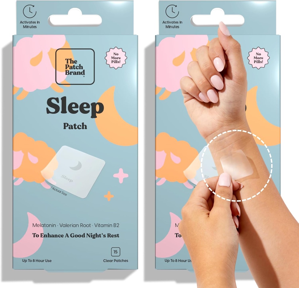 Patch Brand Sleep Patches | Support Restful Sleep with Melatonin, Valerian Root & B6 | Tutte le vitamine naturali & Mineral Patch Plant Based and Cruelty Free Water Resistant Patches That Last All Night