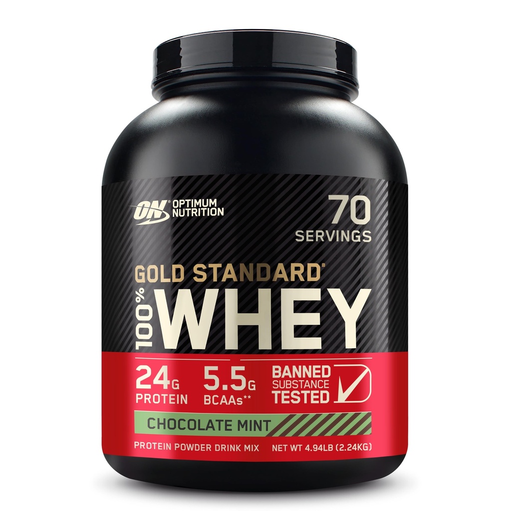 Optimum Nutrition Gold Standard® 100% Whey, Menta al cioccolato, 4,94 lb (2,24 kg)