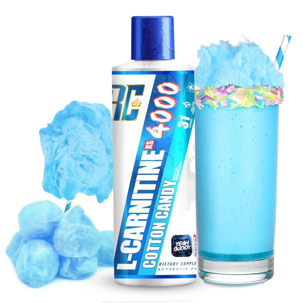Ronnie Coleman Signature Series L Carnitina XS 4000 Liquid, Stimolant Free, Sugar Free, Zero Carbs, Supporto muscolare magra per uomini e donne, 16 Oz (16 oz, Cotton Candy (4000)