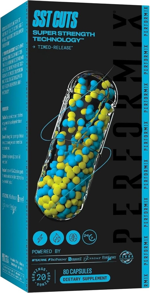 PERFORMIX SST Cuts Super Strength Technology - Energy, Focus & Mood - Nootropic, Caffeina, Zychrome & Teacrine - Pre Workout Supplement for Men & Women - 80 Servings